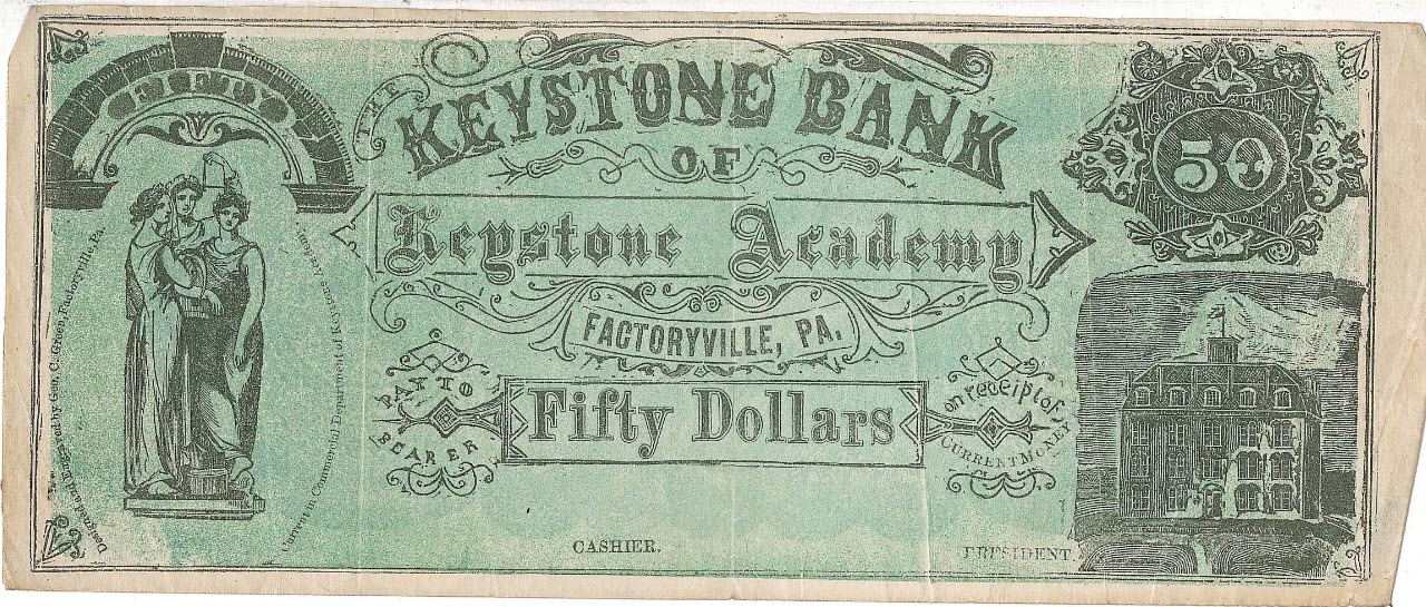 Keystone Academy Fifty Dollar Bill circa 1916